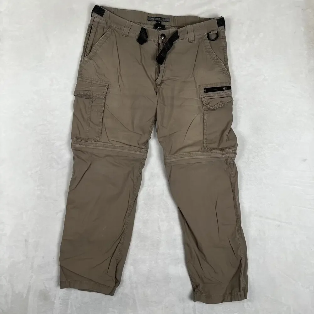 BC Clothing Cargo Pants Mens Large X 30 Beige Convertible Belted Hiking Outdoor